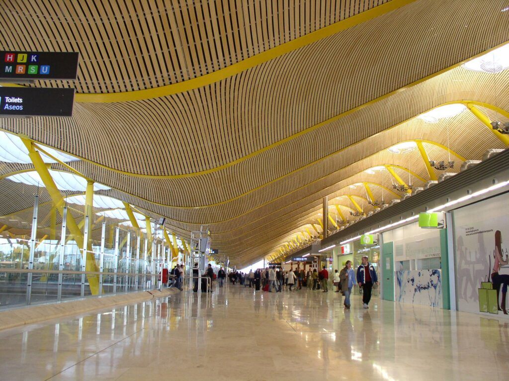 Bamboo ceiling in Madrid International Airport