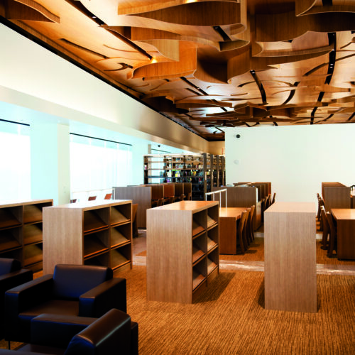 Bambus Decke und Bambusparkett in Bibliothek New West Hollywood