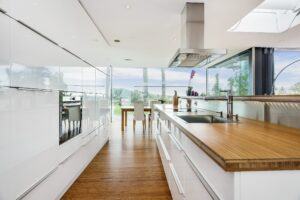MOSO Bamboo floor and panel used in kitchen private residence in Asker, Norway