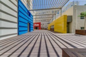 MOSO Bamboo X-treme decking and cladding used at Tel Aviv Municipal Engineering Headquarters