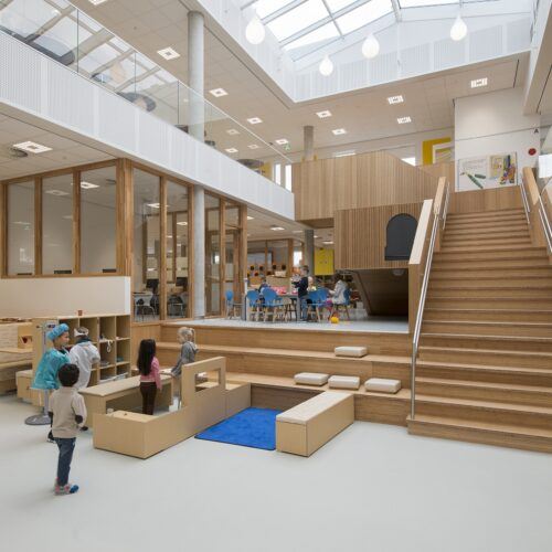 Bamboo stairs and furniture in Public Elementary School "IKC De Toverberg"