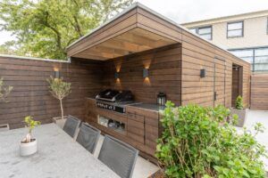Bamboo cladding with outdoor kitchen