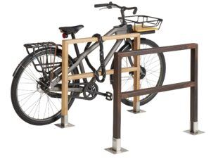 Les carrelets en bambou MOSO sont appliqués comme Parking à vélos Bambooh