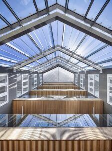 MOSO Bamboo Beams used in BREEAM Excellence project Schindler Headquarter, France