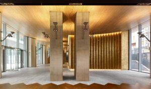 Moso Bamboo indoor beams and Bamboo Solid Panel used at Corso Como Place