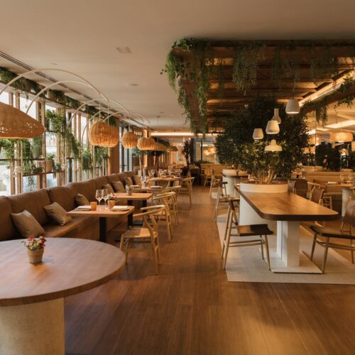 more than 300 m² of MOSO® Bamboo Elite Density Caramel flooring is installed, offering a hard and durable solution suitable for the high traffic area at Hotel ME Barcelona by Melia