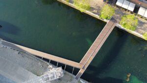 Bamboo X-treme Decking is installed on the Grad system on the Miro footbridge in Strasbourg