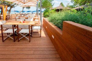 MOSO® Bamboo N-durance® Decking at a beach club restaurant