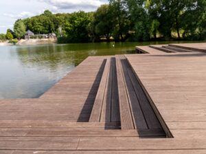 MOSO® Bamboo X-treme® Decking in the park close to water