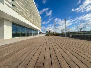 The Greenvia Building on the outskirts of Barcelona with MOSO® Bamboo X-treme® Decking